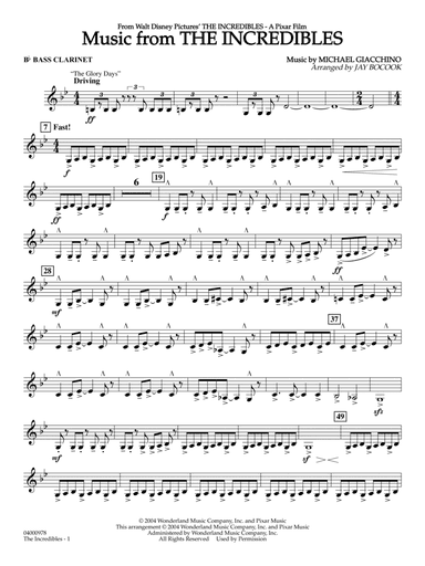 Music from The Incredibles (arr. Jay Bocook) - Bb Bass Clarinet