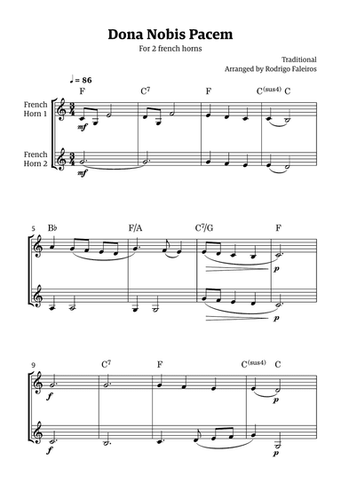 Dona Nobis Pacem - for 2 french horns (with chords)