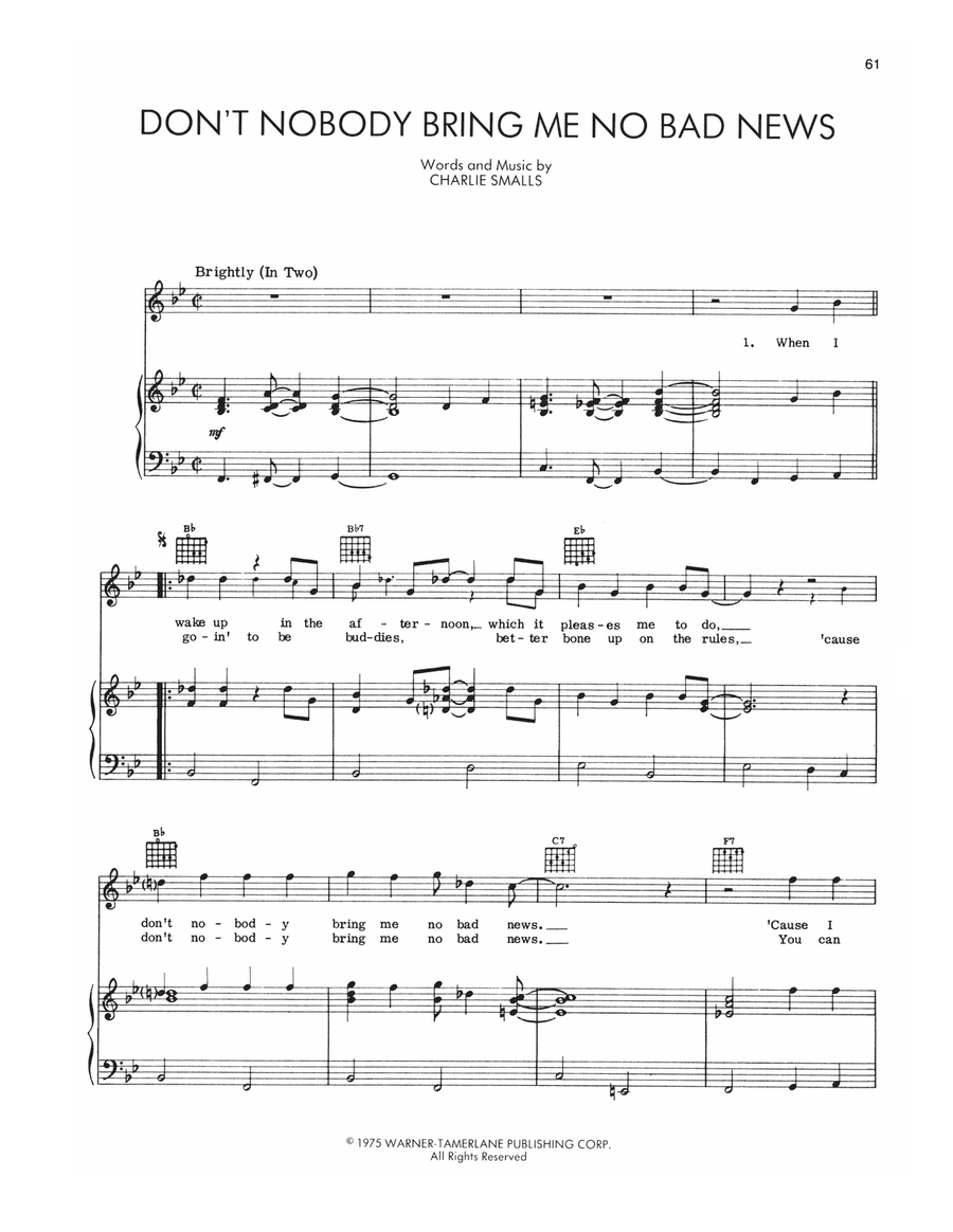 Don't Nobody Bring Me No Bad News (from The Wiz)