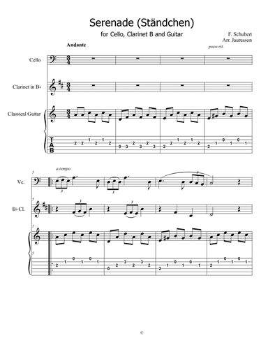 Serenade - Ständchen - ( Cello and Clarinet B)