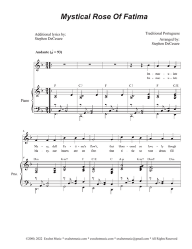 Mystical Rose Of Fatima (Unison choir)