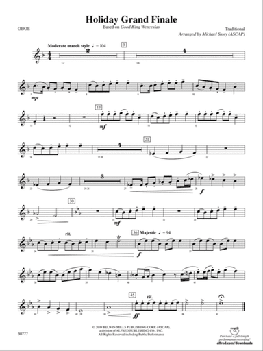 Holiday Grand Finale (Based on "Good King Wenceslas"): Oboe