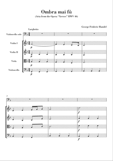 Ombra mai fu (for Violoncello and String Quartet)