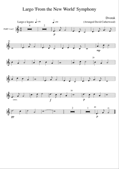 Largo 'From the New World' Symphony by Dvorak (Goin' Home) arranged for Flexible ensemble