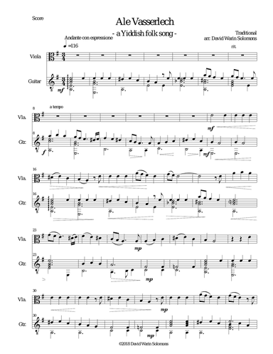 Ale vasserlech (All the waters flow away) for viola and guitar