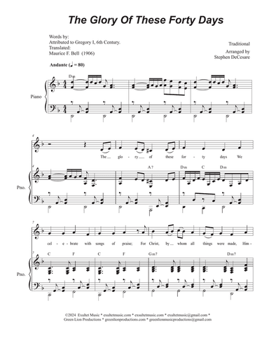 The Glory Of These Forty Days (Unison choir)