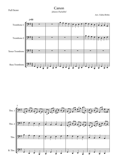 Canon - Johann Pachelbel (Wedding/Reduced Version) for Trombone Quartet