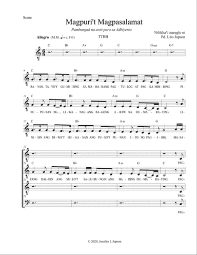Magpuri't Magpasalamat (TTBB Voices)