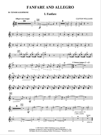 Fanfare and Allegro: B-flat Tenor Saxophone