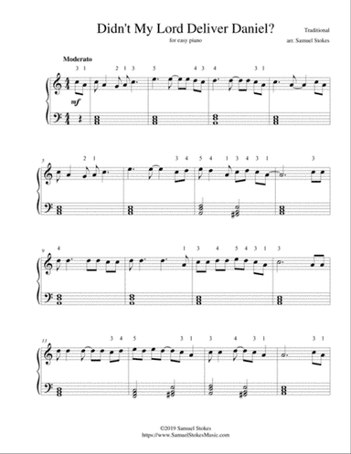 Didn't My Lord Deliver Daniel? - for easy piano