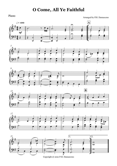 O Come, All Ye Faithful - Piano Solo