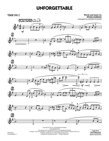 Unforgettable (arr. Roger Holmes) - Tenor Sax 2
