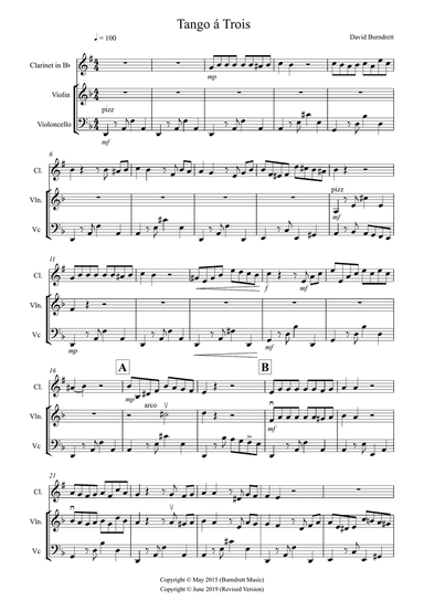 Tango a Trios for Clarinet, Violin and Cello