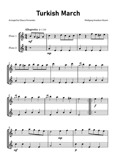 Turkish March by Mozart - Flute Duet