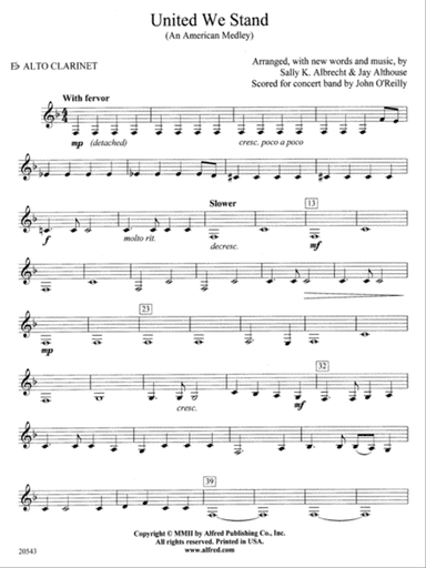 United We Stand (An American Medley): E-flat Alto Clarinet
