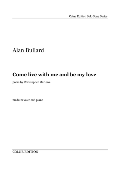 Come live with me and be my love (medium voice and piano)
