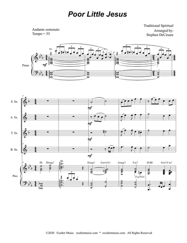 Poor Little Jesus (Saxophone Quartet and Piano)