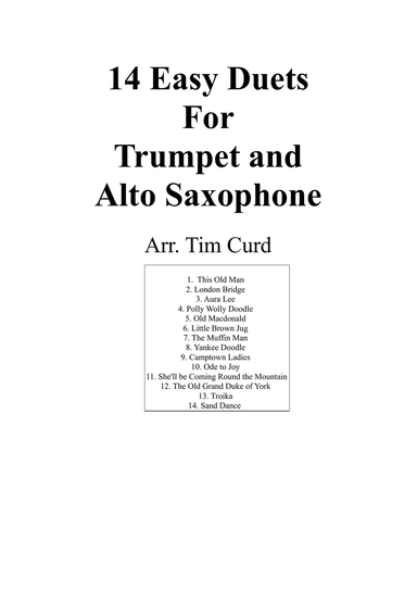 14 Easy Duets For Trumpet And Alto Saxophone.
