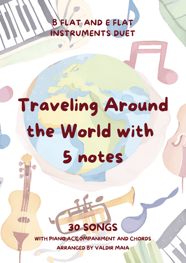 Traveling Around the World with 5 notes - Tenor Sax and Baritone Sax Duet with piano accompaniment