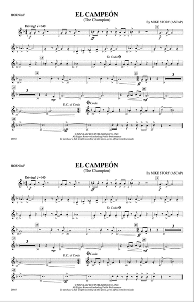 El Campeón: 1st F Horn