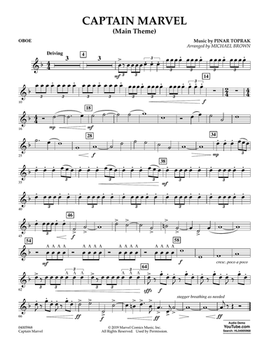 Captain Marvel (Main Theme) (arr. Michael Brown) - Oboe