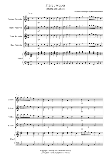 Frere Jacques Dances! for Recorder and Piano