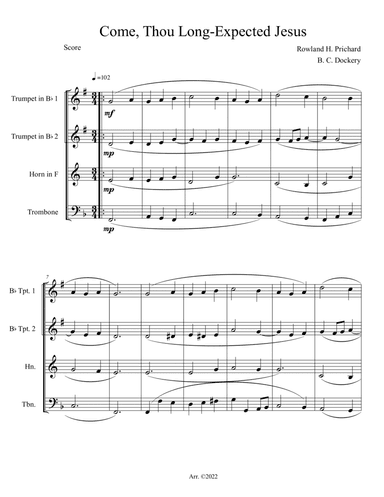 Come, Thou Long-Expected Jesus (Brass Quartet)