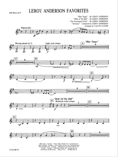 Leroy Anderson Favorites: 4th F Horn