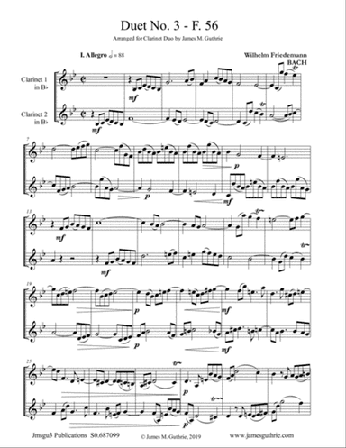 WF Bach: Duet No. 3 for Clarinet Duo