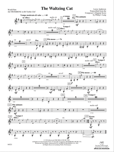 The Waltzing Cat: (wp) 3rd B-flat Trombone T.C.