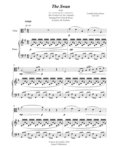 Saint-Saens: The Swan for Viola and Piano