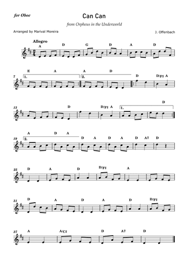 Can Can - J. Offenbach - Oboe solo (with chords)