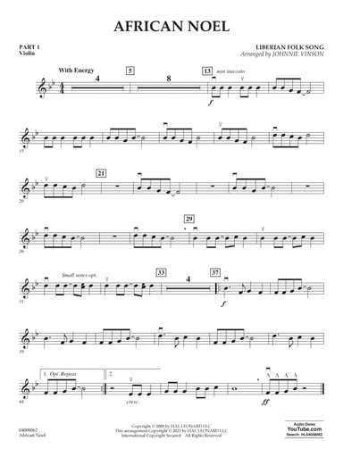 African Noel (arr. Johnnie Vinson) - Pt.1 - Violin