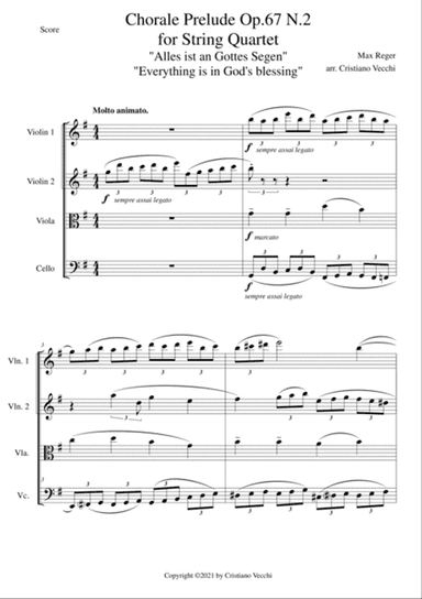 Chorale Prelude Op.67 N.2 for String Quartet