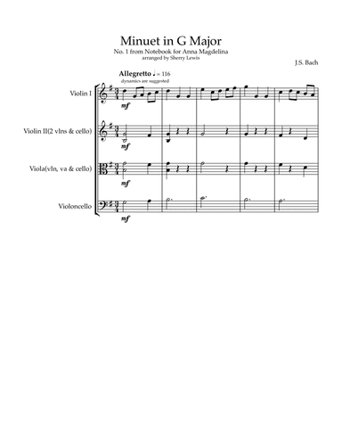 Minuet in G No. 1 by J.S. Bach from Notebook of Anna Magdalena