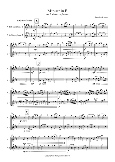 Minuet in F - Alto Saxophone Duet