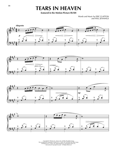 Tears In Heaven (from Rush) (arr. Phillip Keveren)