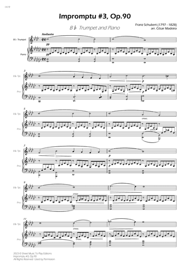 Impromptu No.3, Op.90 - Bb Trumpet and Piano (Full Score)