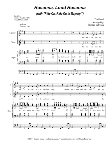Hosanna, Loud Hosanna (with "Ride On, Ride On In Majesty!") (Duet for Soprano & Tenor solo - Organ)