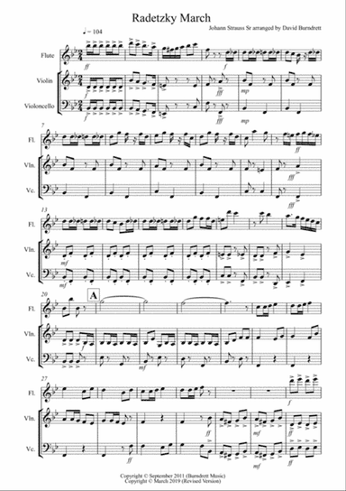 Radetzky March for Flute, Violin and Cello