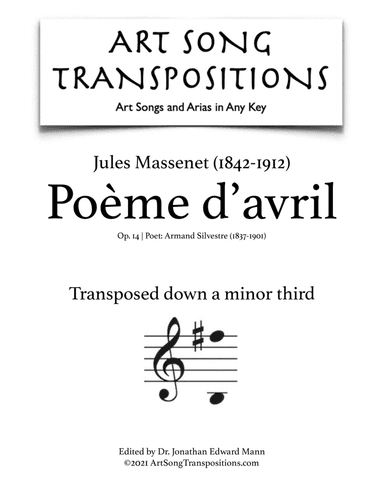MASSENET: Poème d'avril, Op. 14 (transposed down a minor third)