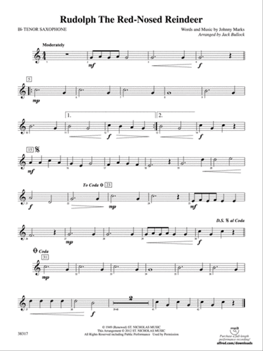 Rudolph the Red-Nosed Reindeer: B-flat Tenor Saxophone