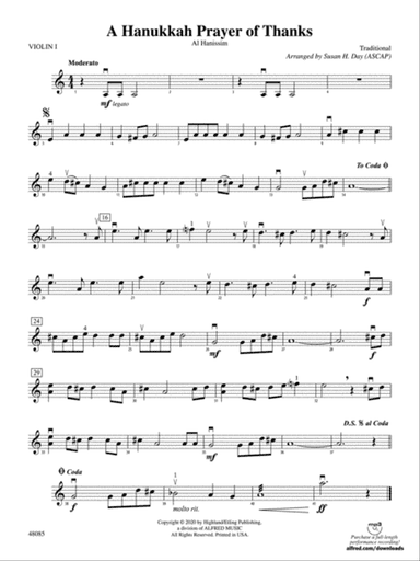 A Hanukkah Prayer of Thanks: 1st Violin