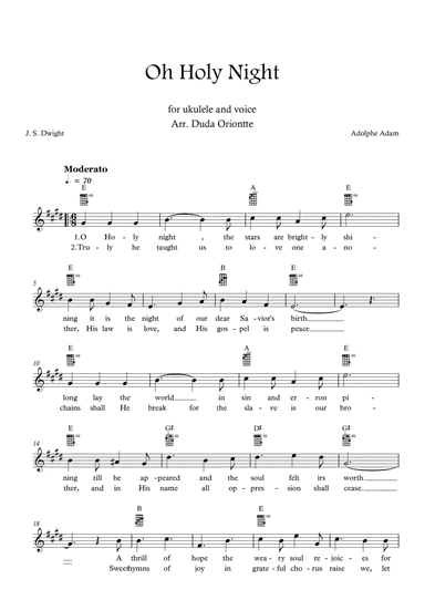 Oh Holy Night (E major - TABS - with lyrics)