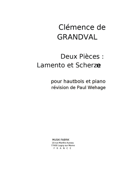 Deux Pieces : Lamento et Scherzetto
