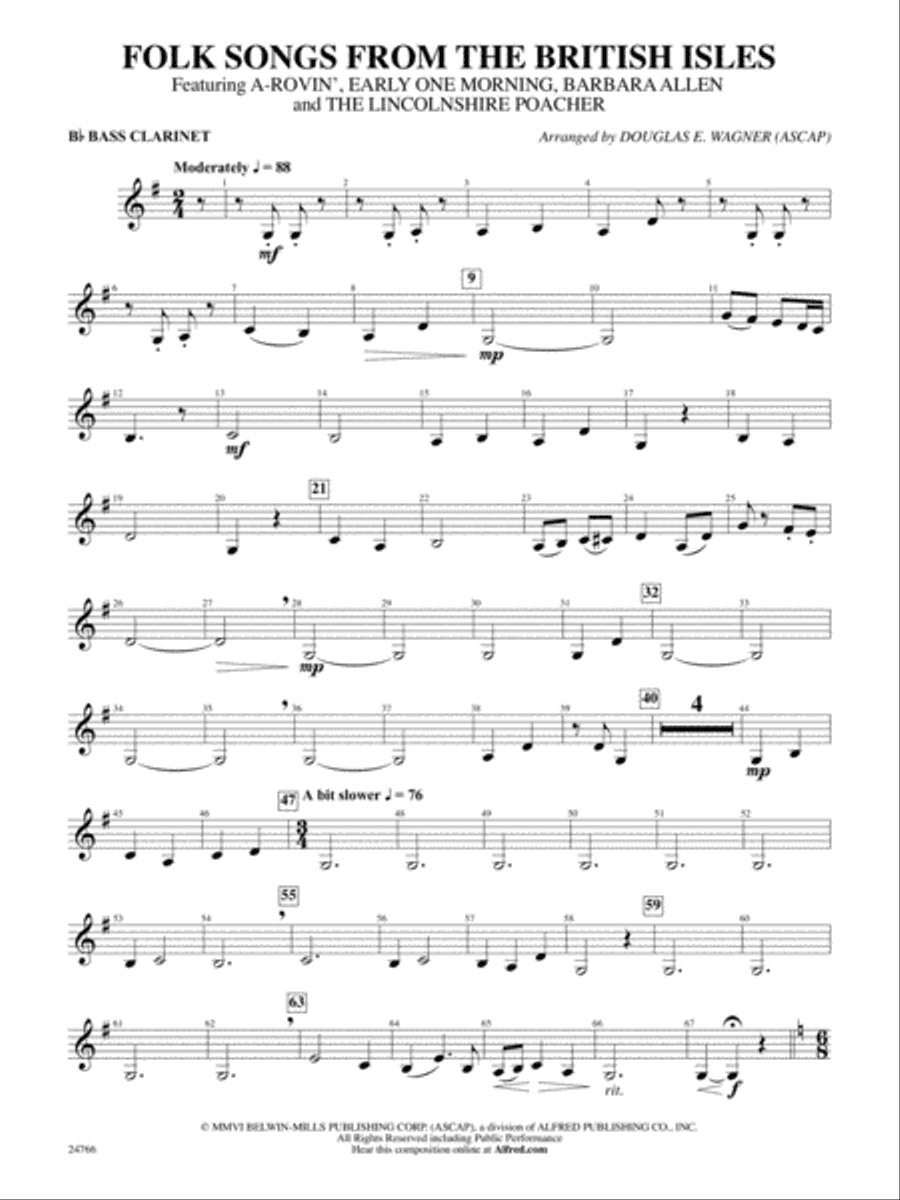 Folk Songs from the British Isles: B-flat Bass Clarinet