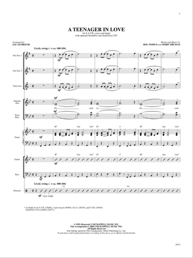 A Teenager in Love: Score