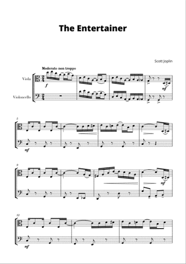 The Entertainer (for Viola and Cello)