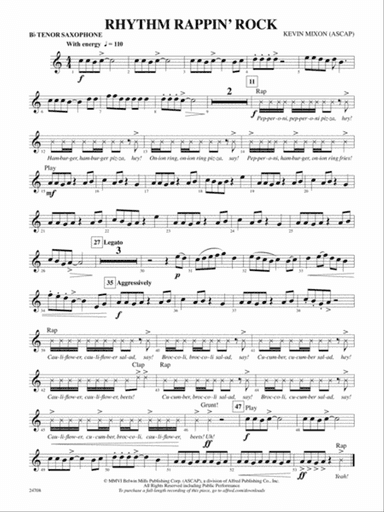 Rhythm Rappin' Rock: B-flat Tenor Saxophone