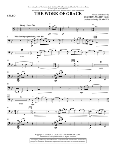 The Work of Grace - Cello